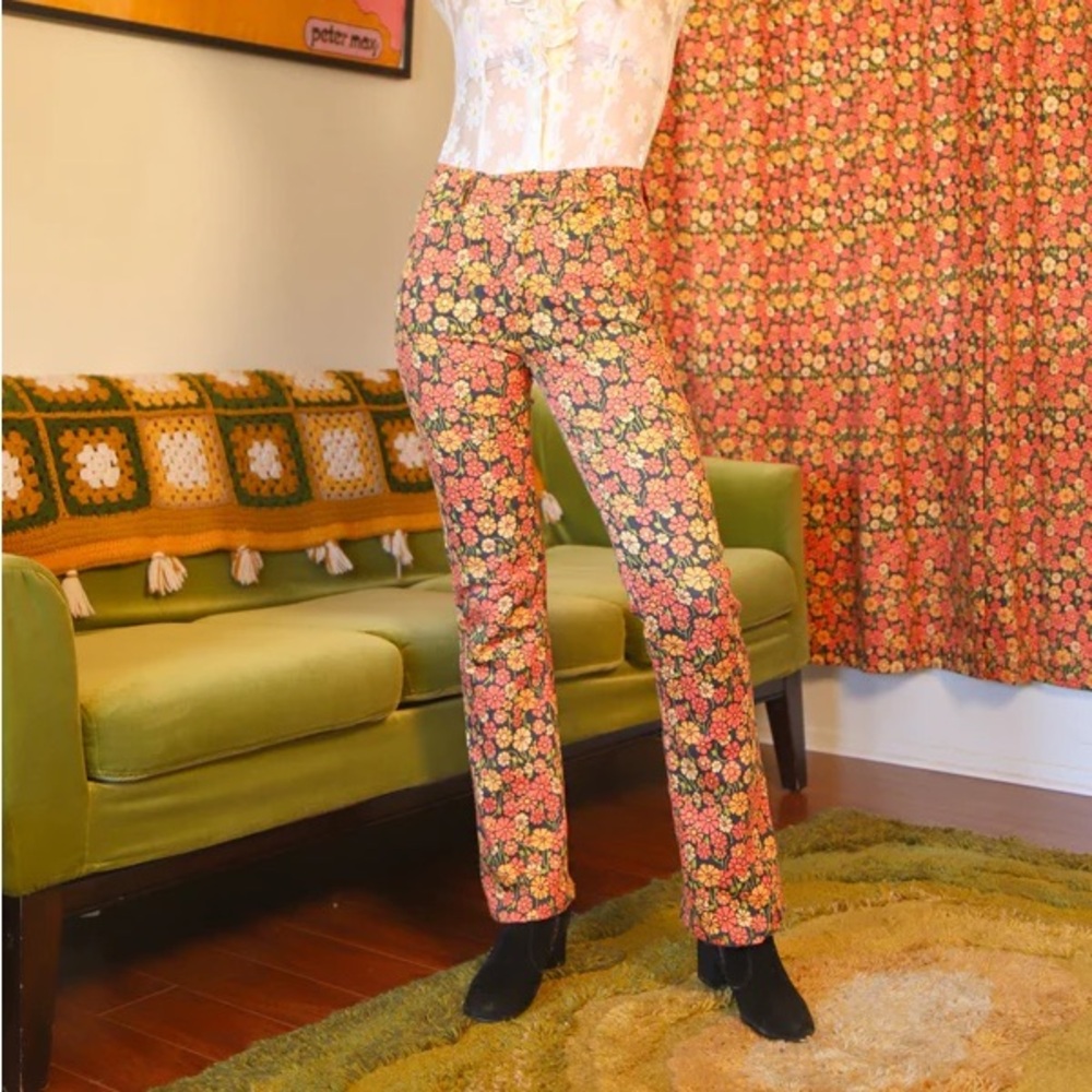 Miracle Eye orange floral Marigold Birkin Pants medium